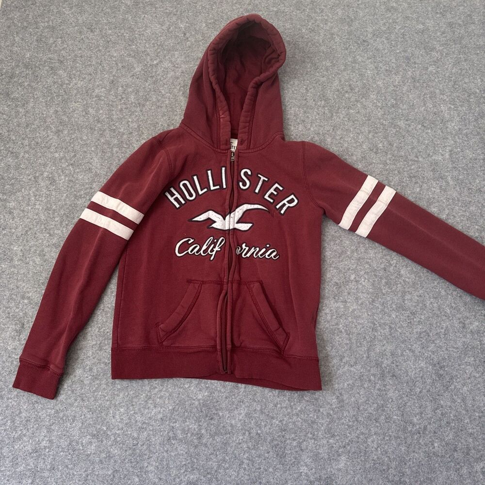 Hollister California Full Zip Hooded Hoodie w/ Pockets Burgandy Womens XS